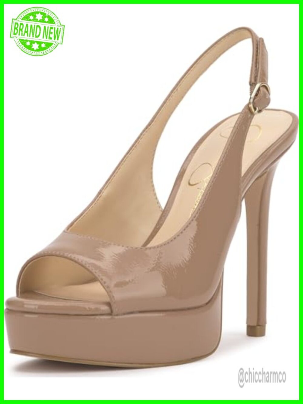 Jessica Simpson Sibilla Slingback Platform Pump Faux Leather Peep Toe Heels